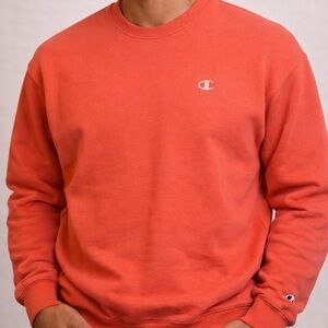 Champion Men's Neon Orange Crewneck Sweater